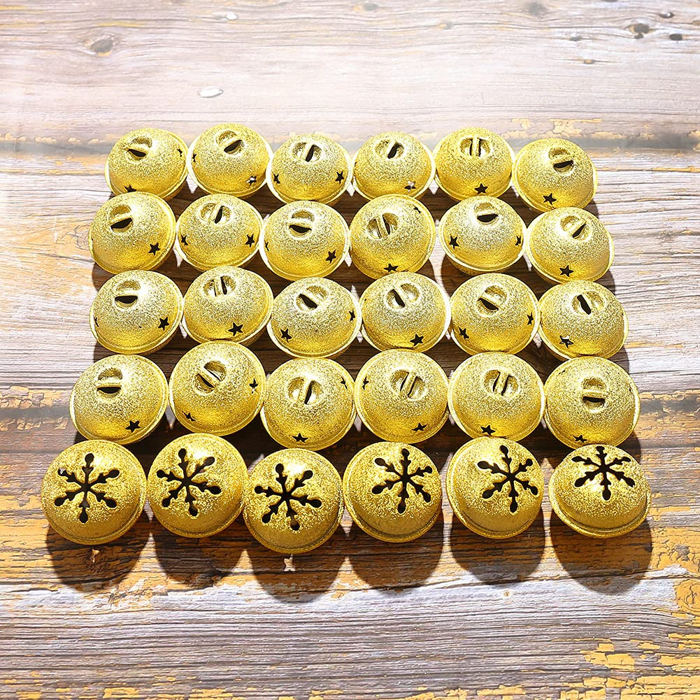 Christmas Bells 32 Pieces Jingle Bells with Snowflake Cutout 1.6 Inch/ 40 mm Christmas Craft Bell... | Amazon (US)