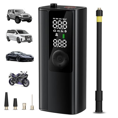 Anycash Tire Inflator Portable Air Compressor, Cordless Air Pump for Car Tires with Digital Pressure Gauge, 150 PSI Fast Tire Inflator for Car, Motorcycle, Bicycle - LED Light and Auto Shut-Off | Amazon (US)