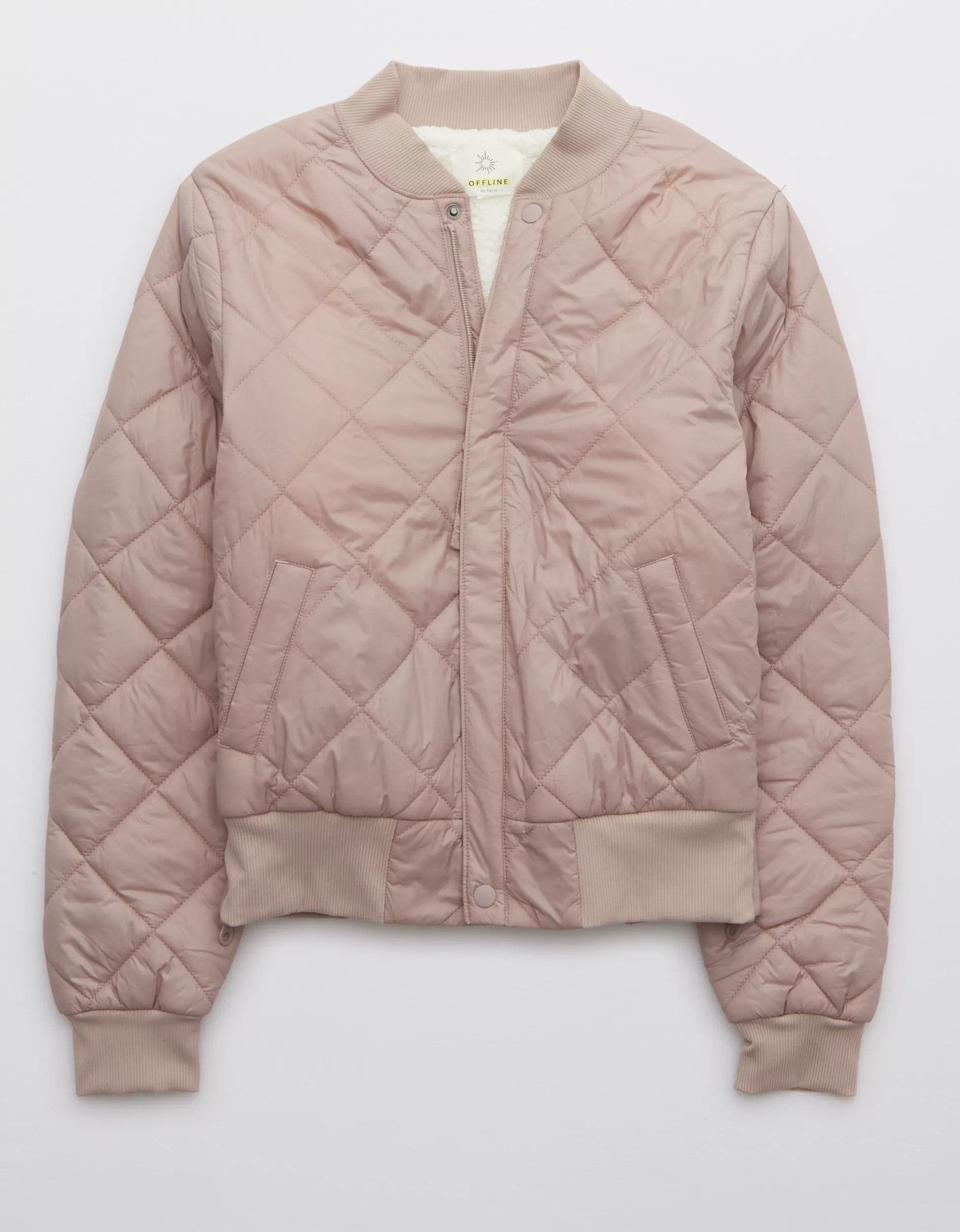 OFFLINE By Aerie Sherpa Lined Puffer Bomber Jacket | American Eagle Outfitters (US & CA)