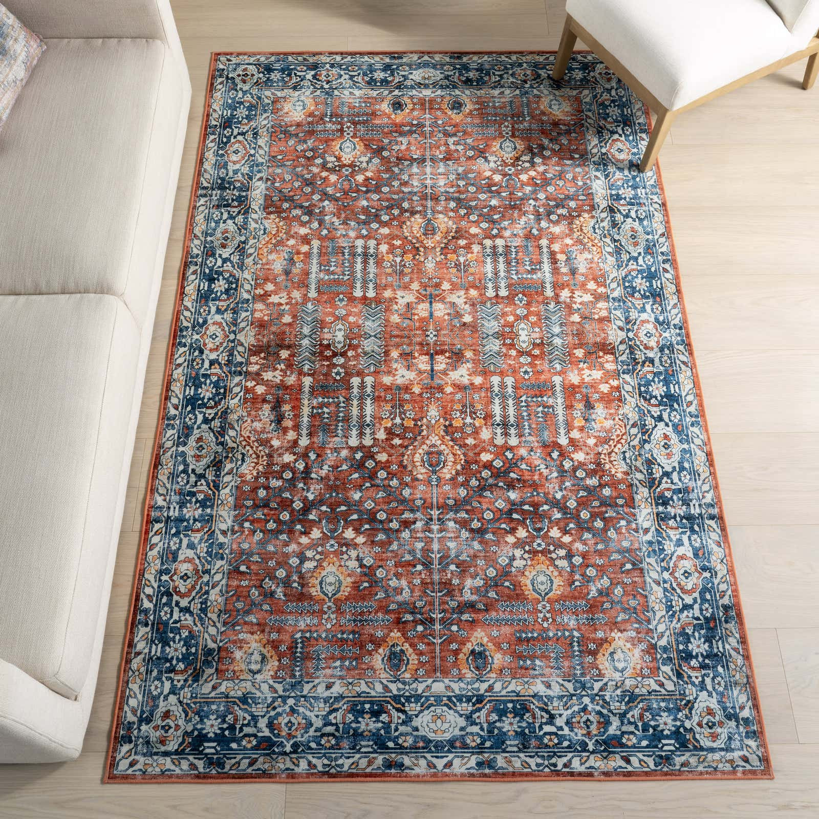 Color: RedHickory Medallion Washable Rug | Red Red swatchShape: RectangleRectangleSize: 9' x 12'S... | Rugs USA