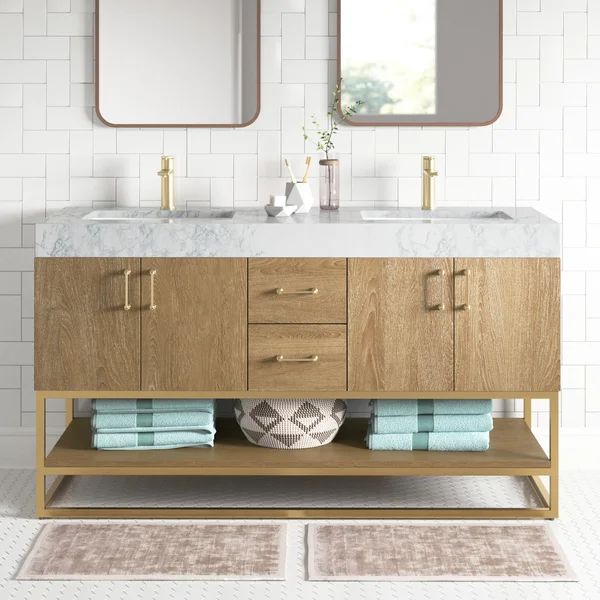 Annice 60'' Double Bathroom Vanity with Stone Top | Wayfair North America