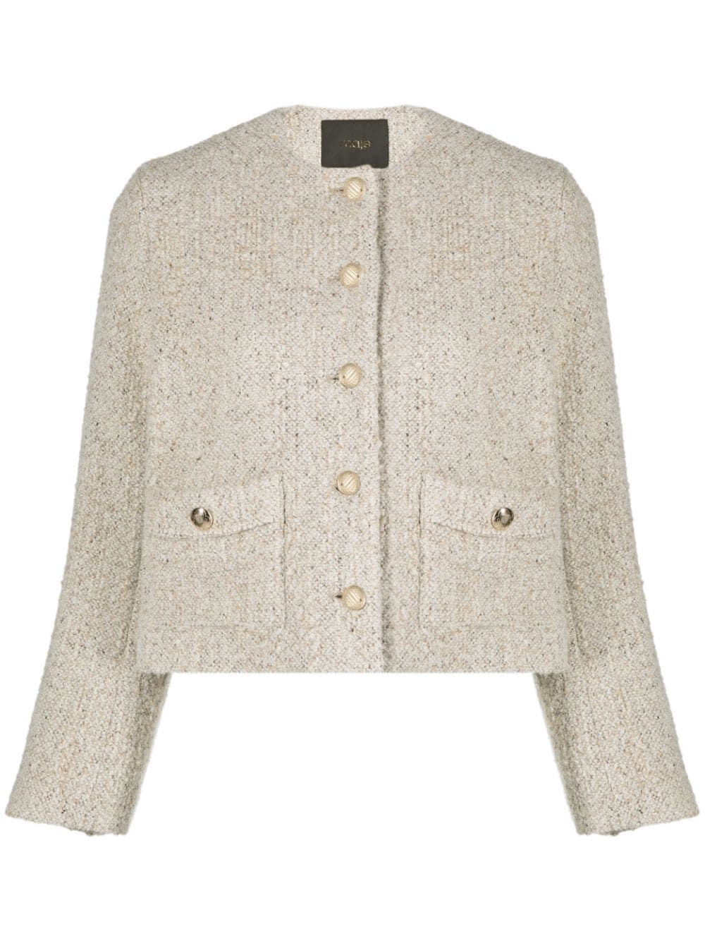 Maje Collarless Tweed Jacket - Farfetch | Farfetch Global