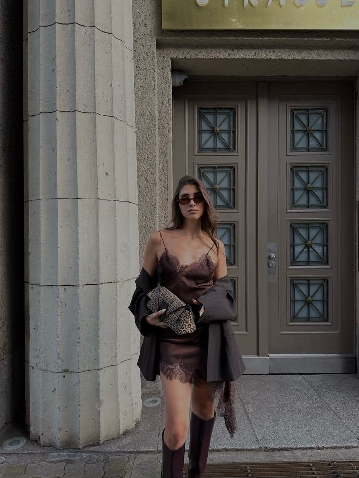 black brown, white lace /satin silk midi dress

#LTKootd #LTKBeauty #LTKPetite