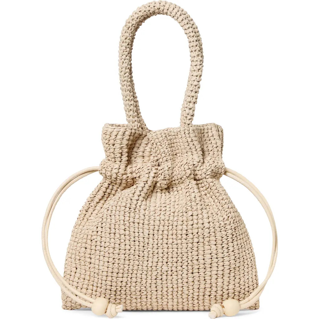 Loeffler Randall Kylie Raffia Drawstring Pouch in Natural at Nordstrom | Nordstrom