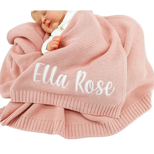Custom Baby Blanket Personalized Baby Blanket with NameEmbroidered Knit Blanket 40 * 30inch Handmade Nursery Soft Blanket | Amazon (US)