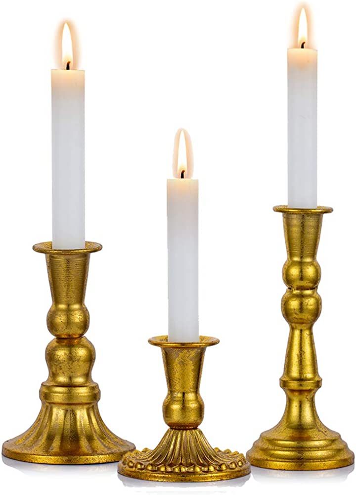 Sziqiqi Set di 3 Candelieri Candelabri Candelabro Portacandele in Oro Cromato Metallo per Soggior... | Amazon (IT)