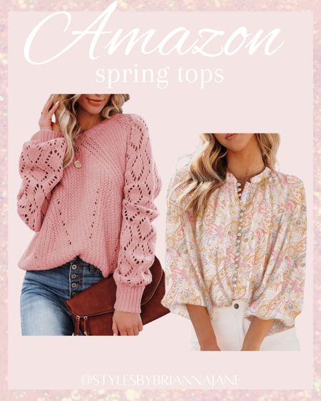 Beautiful tops for transitioning into warmer weather. Wearing a med in the sweater and small in the blouse. 

#LTKSeasonal #LTKfindsunder50 #LTKsalealert