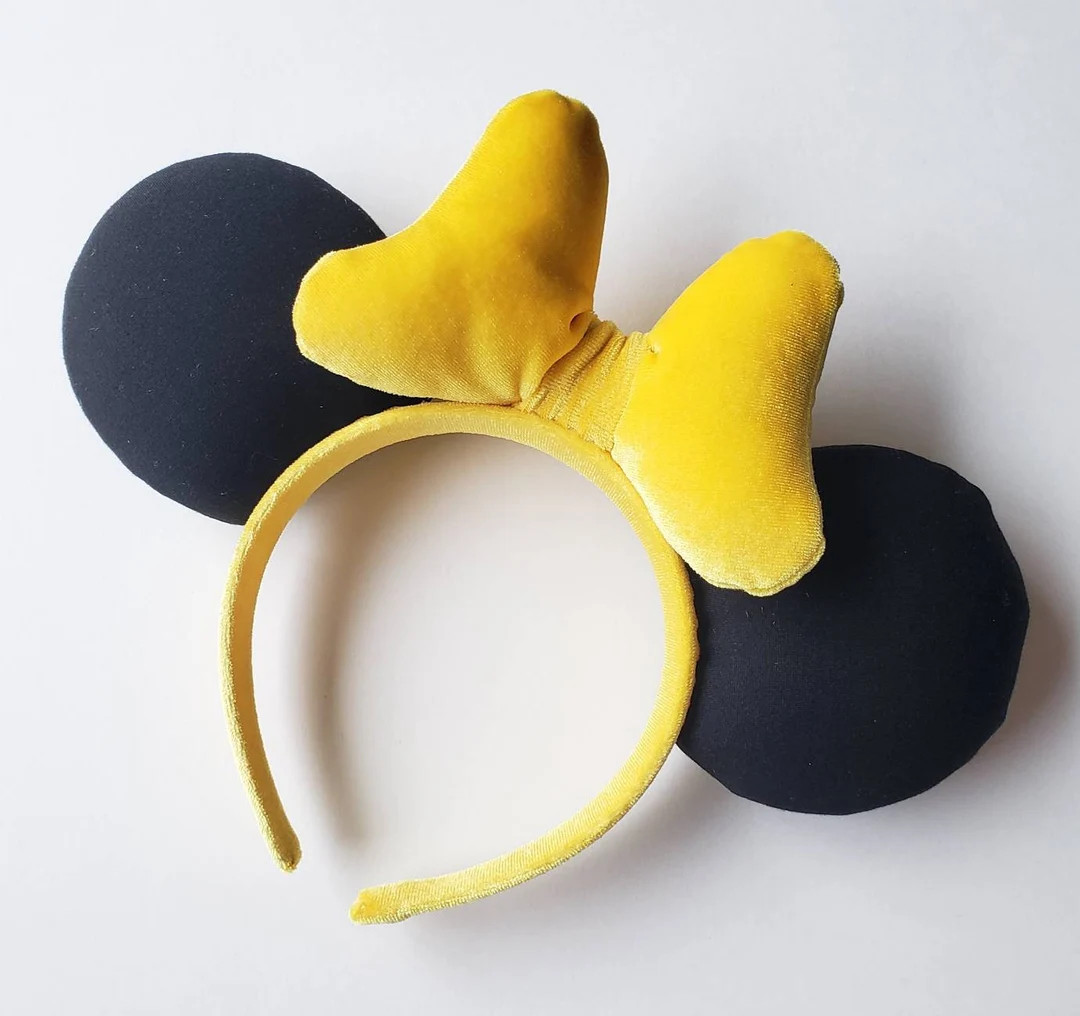 Yellow Velvet Mouse Ears Headband - Etsy | Etsy (US)