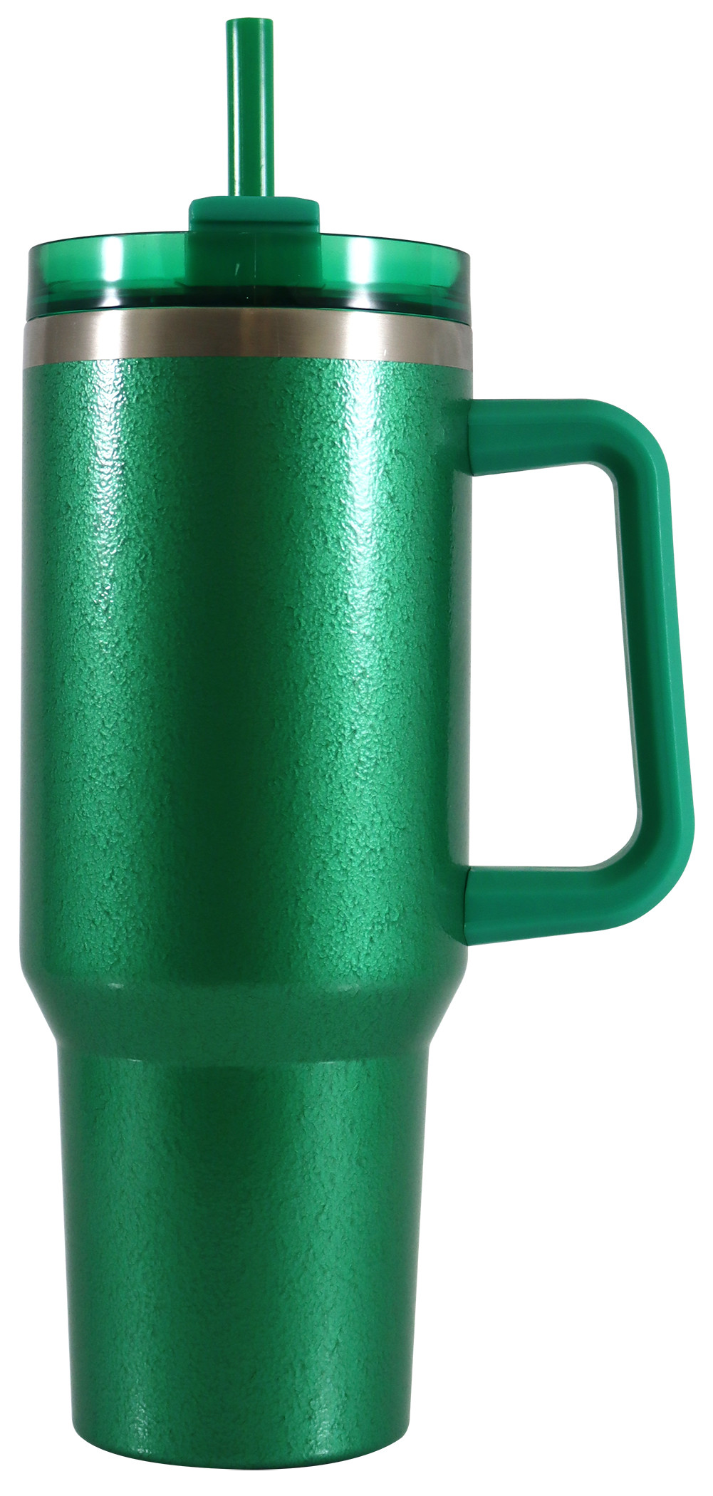 Mainstays 40 oz Stainless Steel Tumbler with Straw and Handle, Double Wall Insulated, Green Hamme... | Walmart (US)