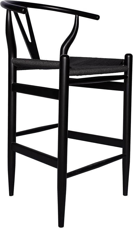 Amazon Brand – Stone & Beam Wishbone Counter-Height Barstool, 38.2"H, Beech Wood, Black / Black | Amazon (US)