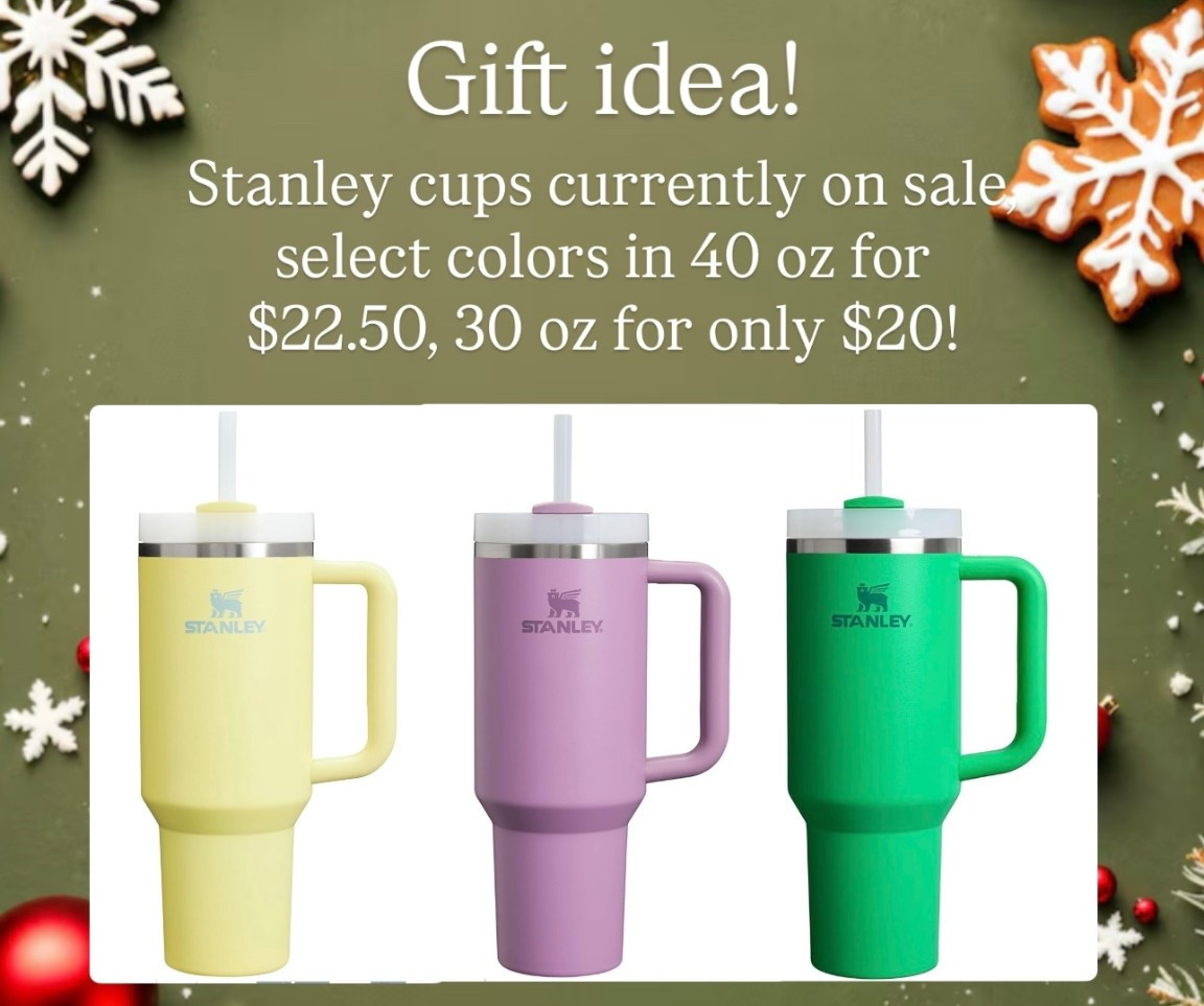 Gift idea! Stanley cups now on sale, select colors in 40 oz for $22.50 & 30 oz for only $20! 

Deal as of posting time

#LTKGiftGuide #LTKHoliday