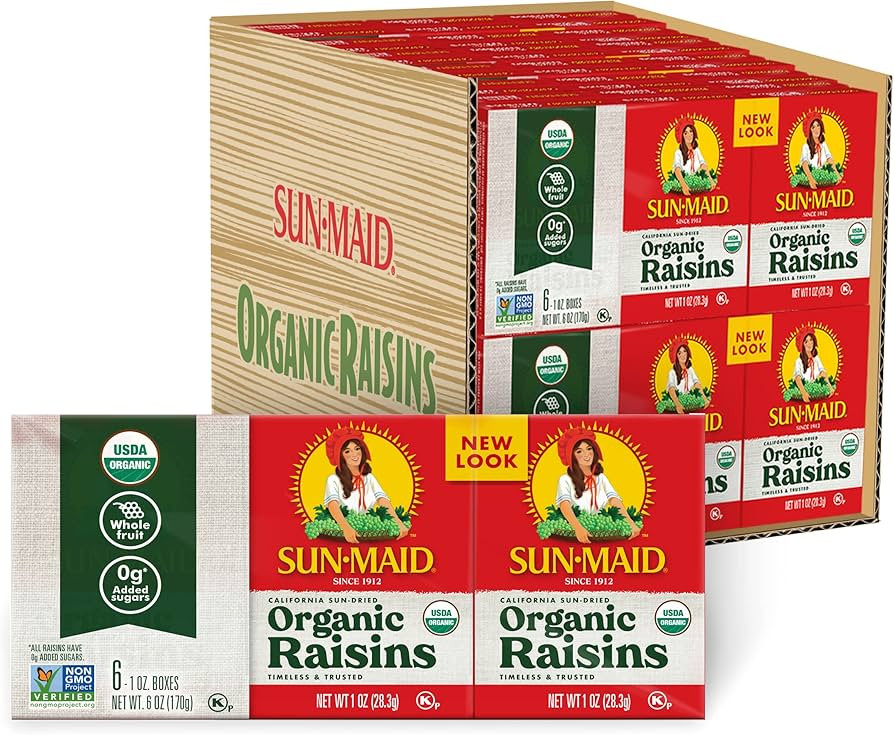 Sun-Maid Organic California Sun-Dried Raisins - (72 Pack) 1 oz Snack-Size Box - Organic Dried Fru... | Amazon (US)