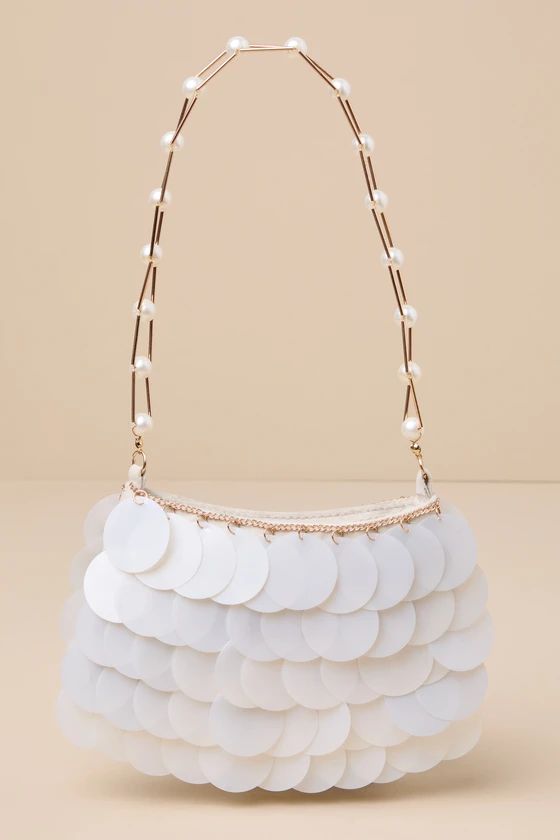 Glam Era Ivory Paillette Sequin Pearl Strap Shoulder Bag | Lulus