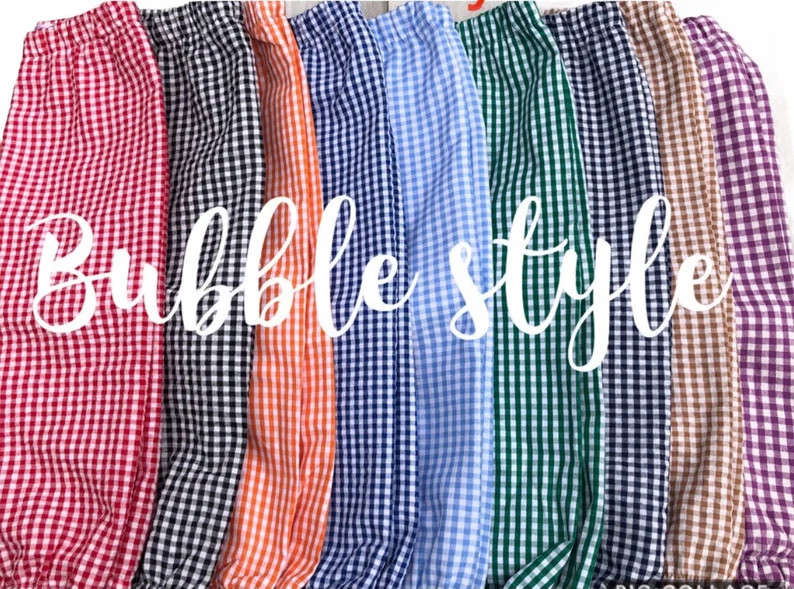 GINGHAM BUBBLE Fully LINED Pants 6m, 9m, 12m, 18m, 2t, 3t, 4t, 5t Red, Navy, Light Khaki, Light B... | Etsy (US)