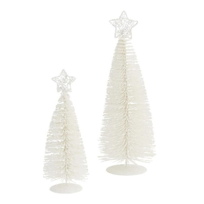 Pier Place White Bottlebrush Christmas Tree Decor | World Market