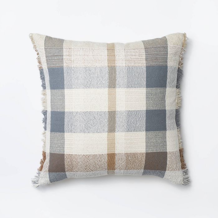 Woven Plaid Throw Pillow Slate Blue/Cream - Threshold™ designed with Studio McGee | Target