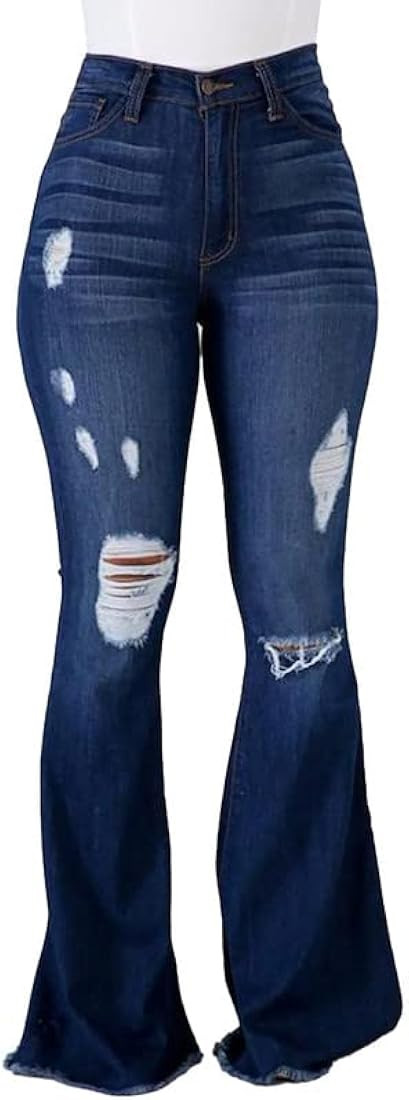 Vintage Bell Bottoms Flare Jeans for Women 90s High Waist Ripped Distressed Wide Leg High Rise De... | Amazon (US)