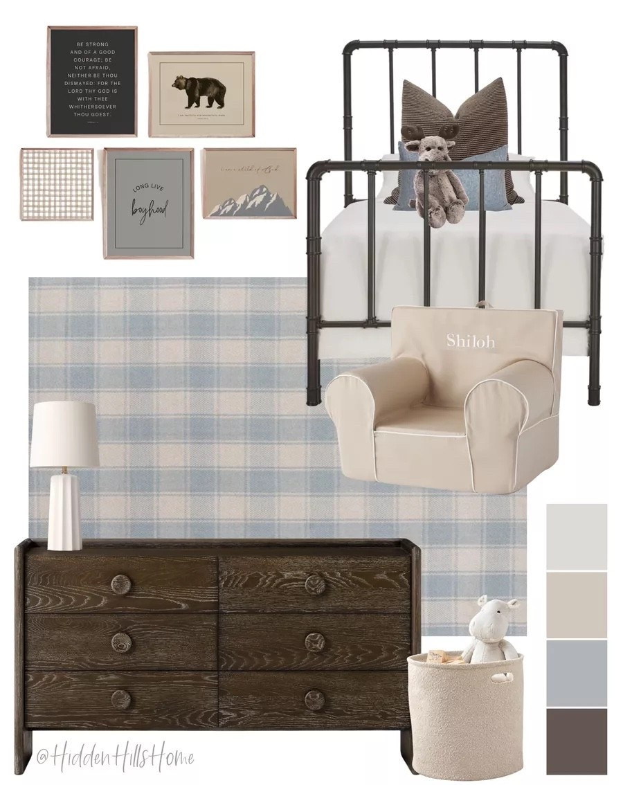 Kids bedroom decor mood board, boys room decor ideas, toddler boys room ideas, kids room design, blue an brown bedroom #boysroom

#LTKHome #LTKSaleAlert #LTKKids