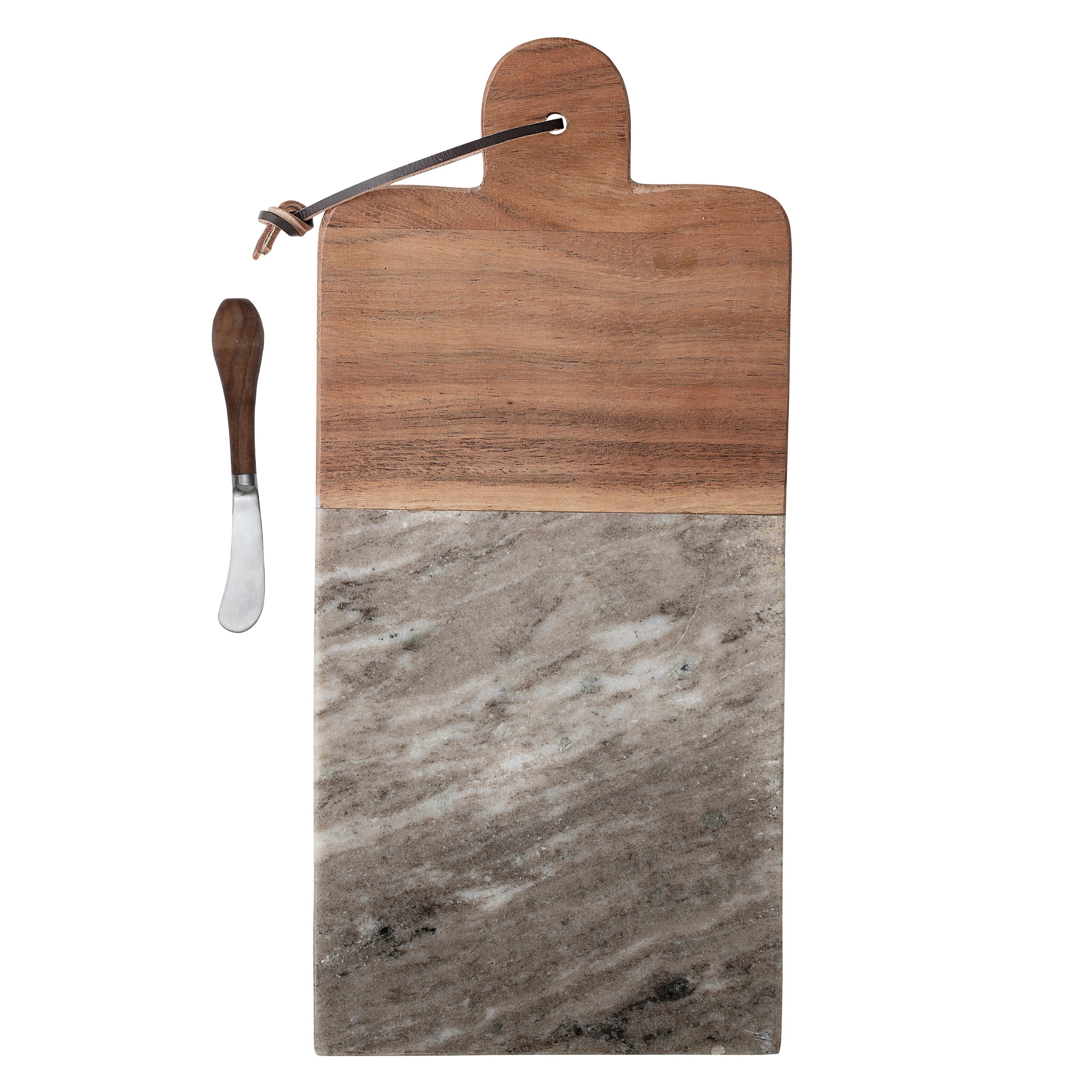 Marble and Acacia Wood Cheese Cutting Board with Cheese Knife | Wayfair North America