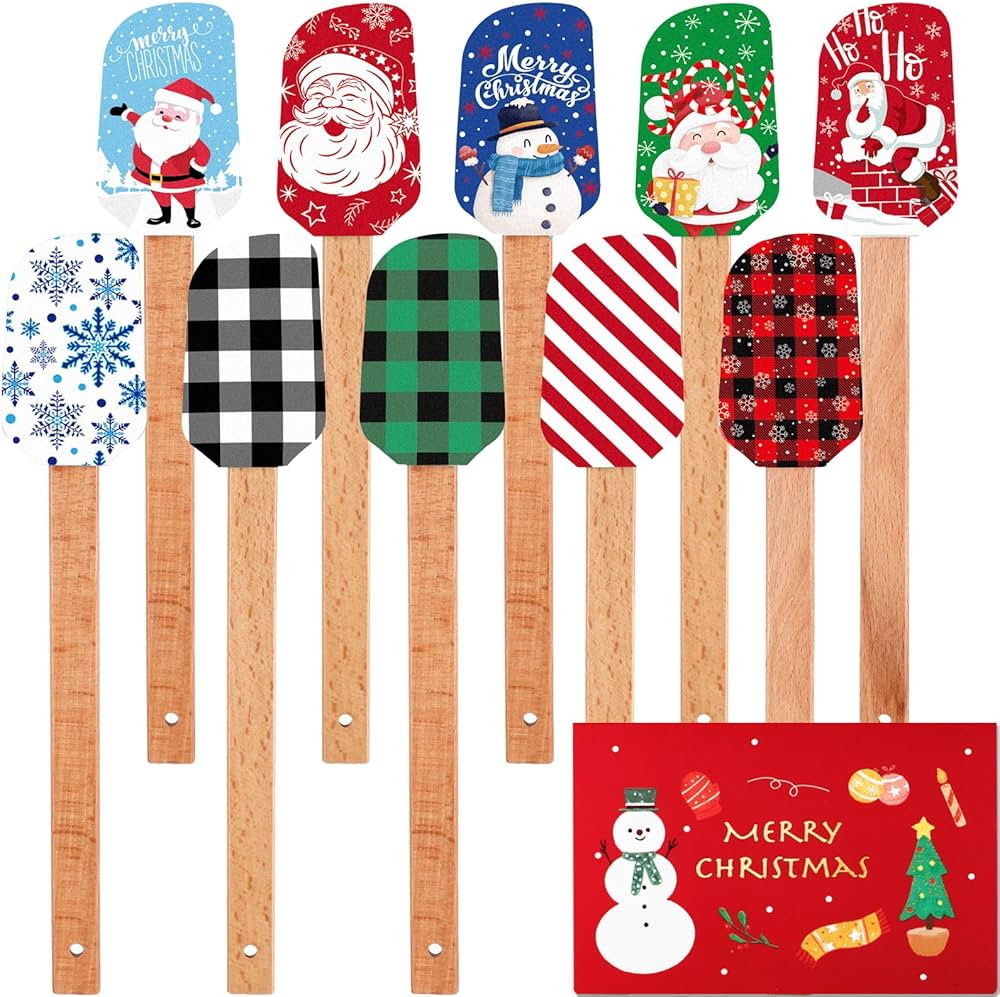 Nitial 10 Pieces Christmas Silicone Spatula Gift Set with Wooden Handle Santa Spatula Kitchen Bak... | Amazon (US)