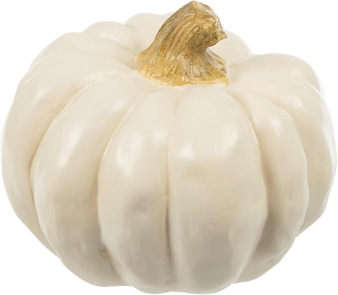 Hobby Lobby Dimpled Resin Pumpkin, Cream and Brown | 5.75 x 5.75 x 5.25 inches | Amazon (US)
