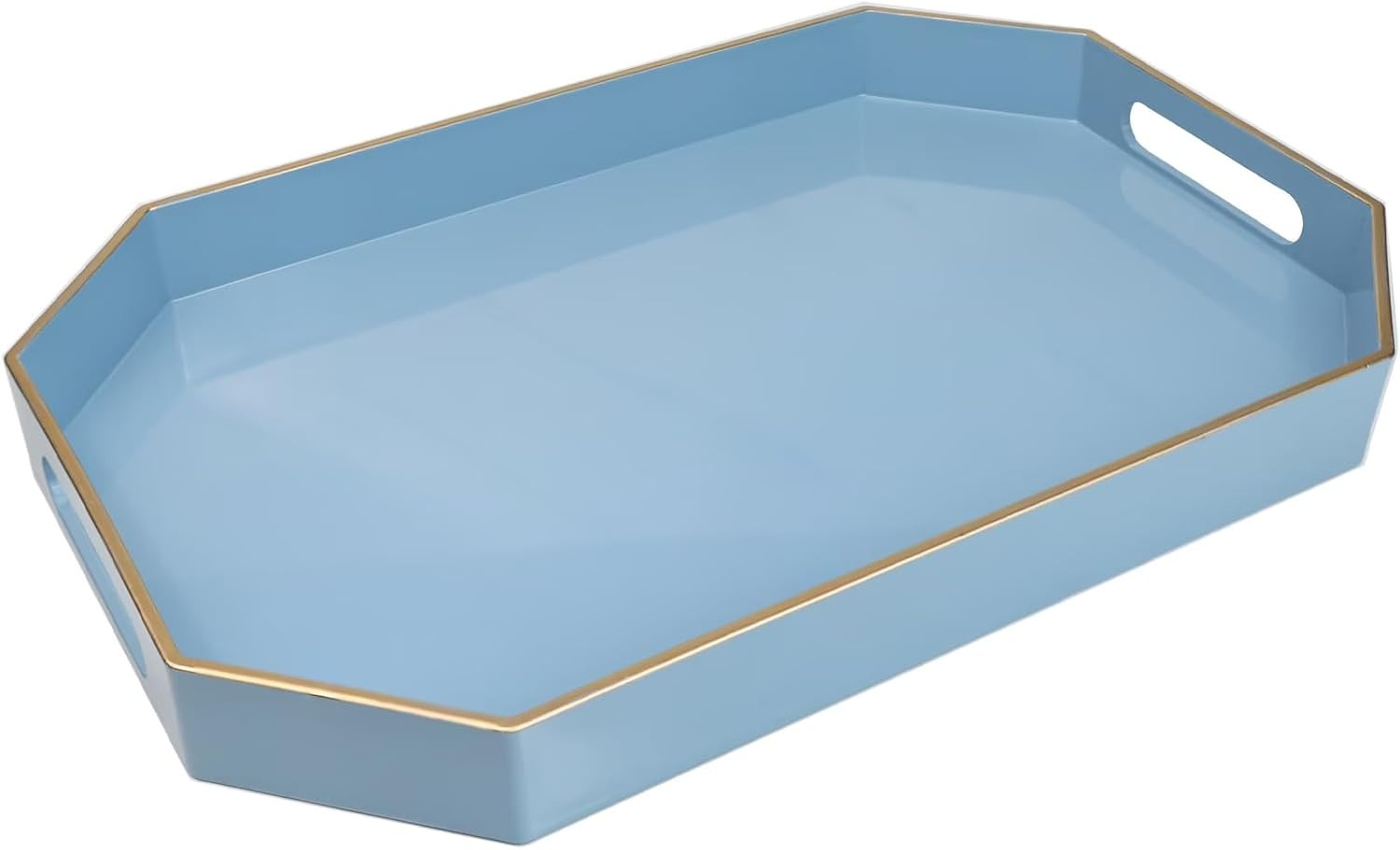 Spsyrine Blue Plastic Serving Tray for Ottoman, Coffee Table, Octagon Decorative Tray for Enterta... | Amazon (US)