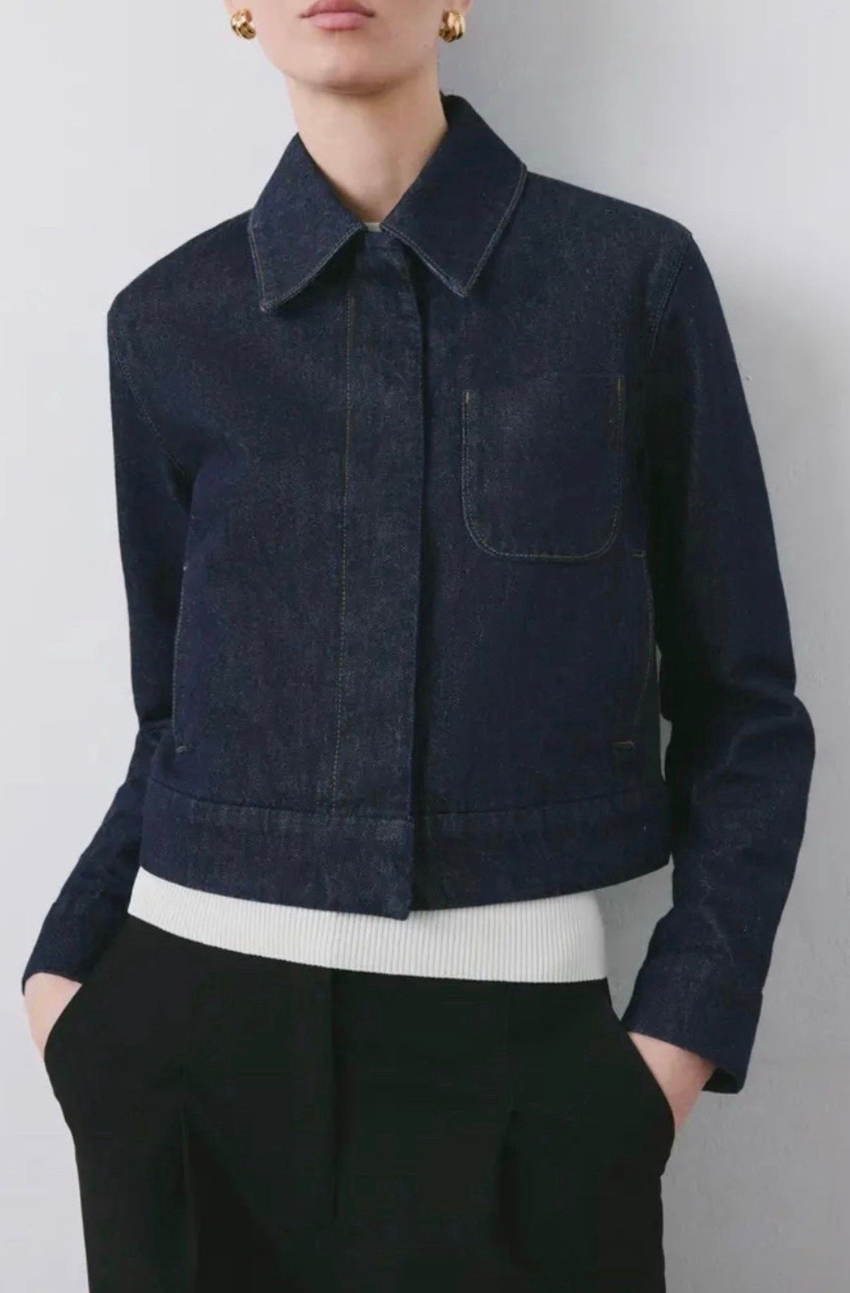Denim jacket 
Black pants 
Work outfit 

#LTKSeasonal