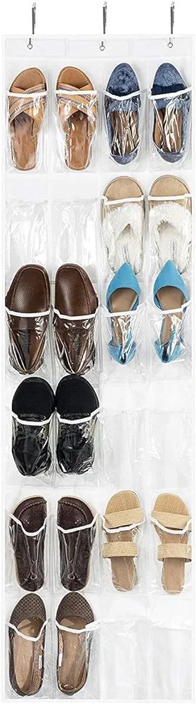 ZOBER Over The Door Shoe Organizer - 24 Breathable Pockets, Hanging Shoe Holder for Maximizing Sh... | Amazon (US)