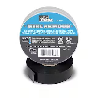 IDEAL Wire Armour 3/4 in. x 66 ft. x 0.007 in. Contractor Pro Vinyl Tape, Black 46-PRO-HD | The Home Depot