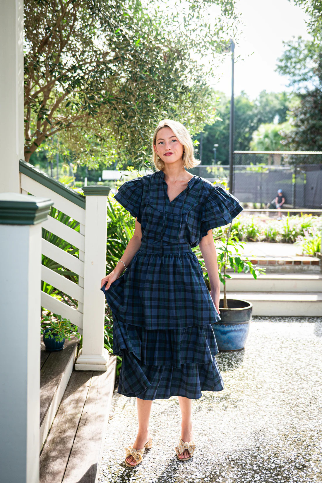 Blackwatch Tartan Tiered Midi Skirt | Sail to Sable