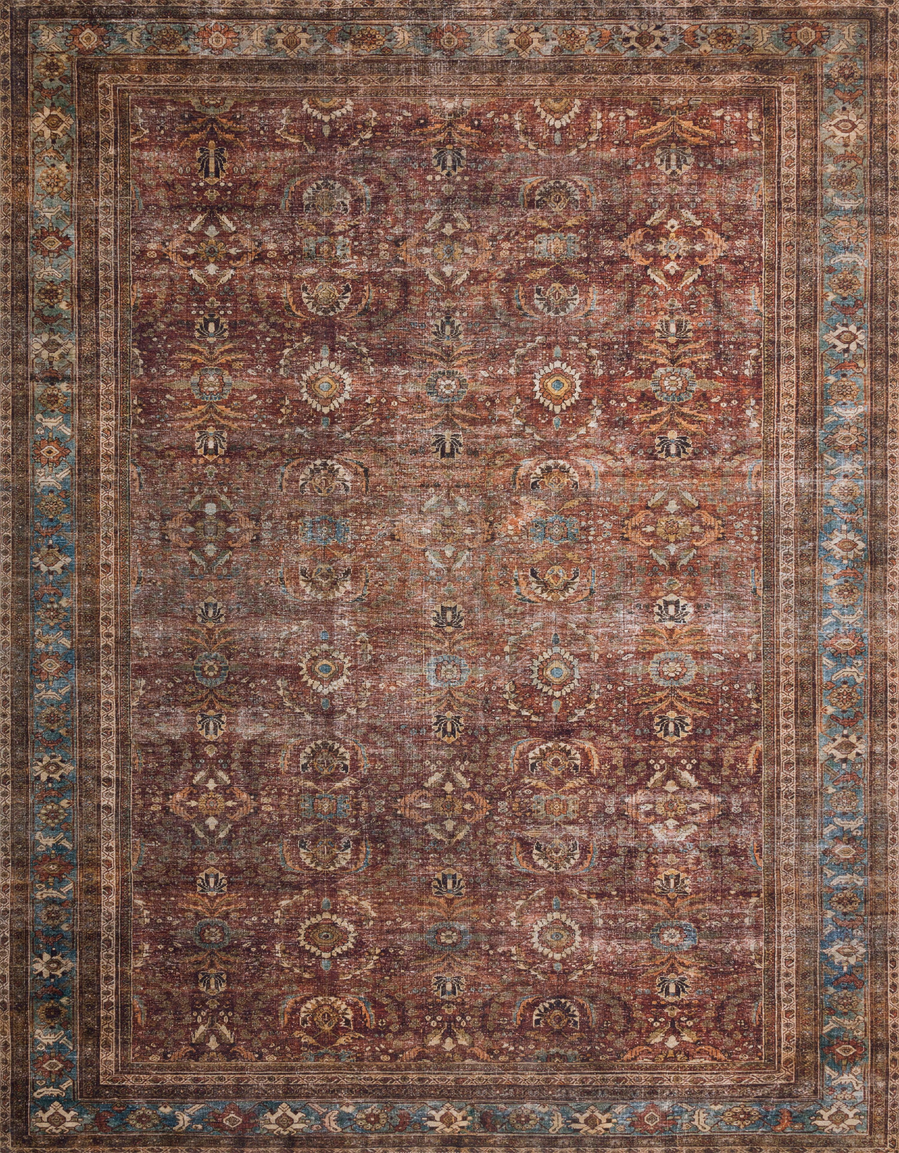 Loloi II Layla Printed Oriental Distressed Brick / Blue Area Rug | Walmart (US)