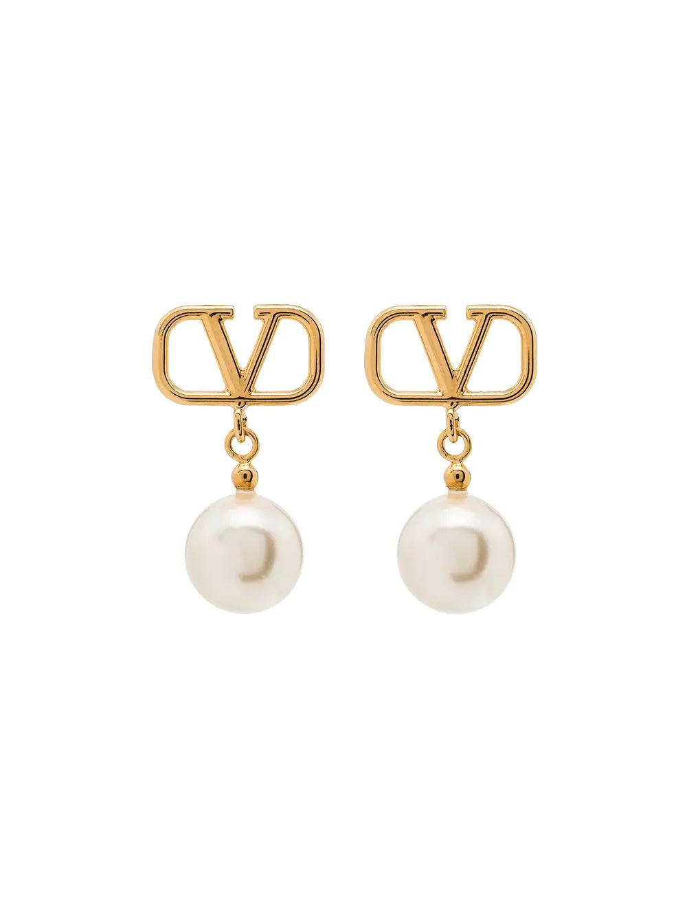 Valentino Garavani Pearl Drop VLogo Earrings - Farfetch | Farfetch Global