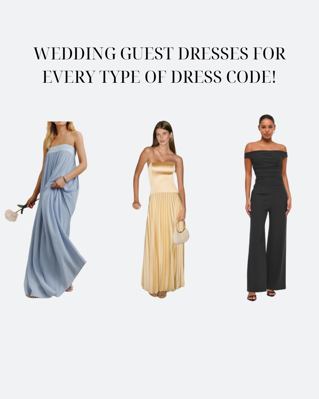 Wedding Guest Dresses for Every Dress Code!

From black-tie elegance to casual chic charm, I’ve rounded up the perfect dress for every wedding occasion! Whether it’s a glamorous evening affair, a cocktail soirée, or a relaxed welcome party, these looks have you covered. Which one is your favorite? 💃💛

#WeddingGuestStyle #BlackTieWedding #CocktailAttire #CasualChic #LTKStyling #WeddingFashion

#LTKWedding