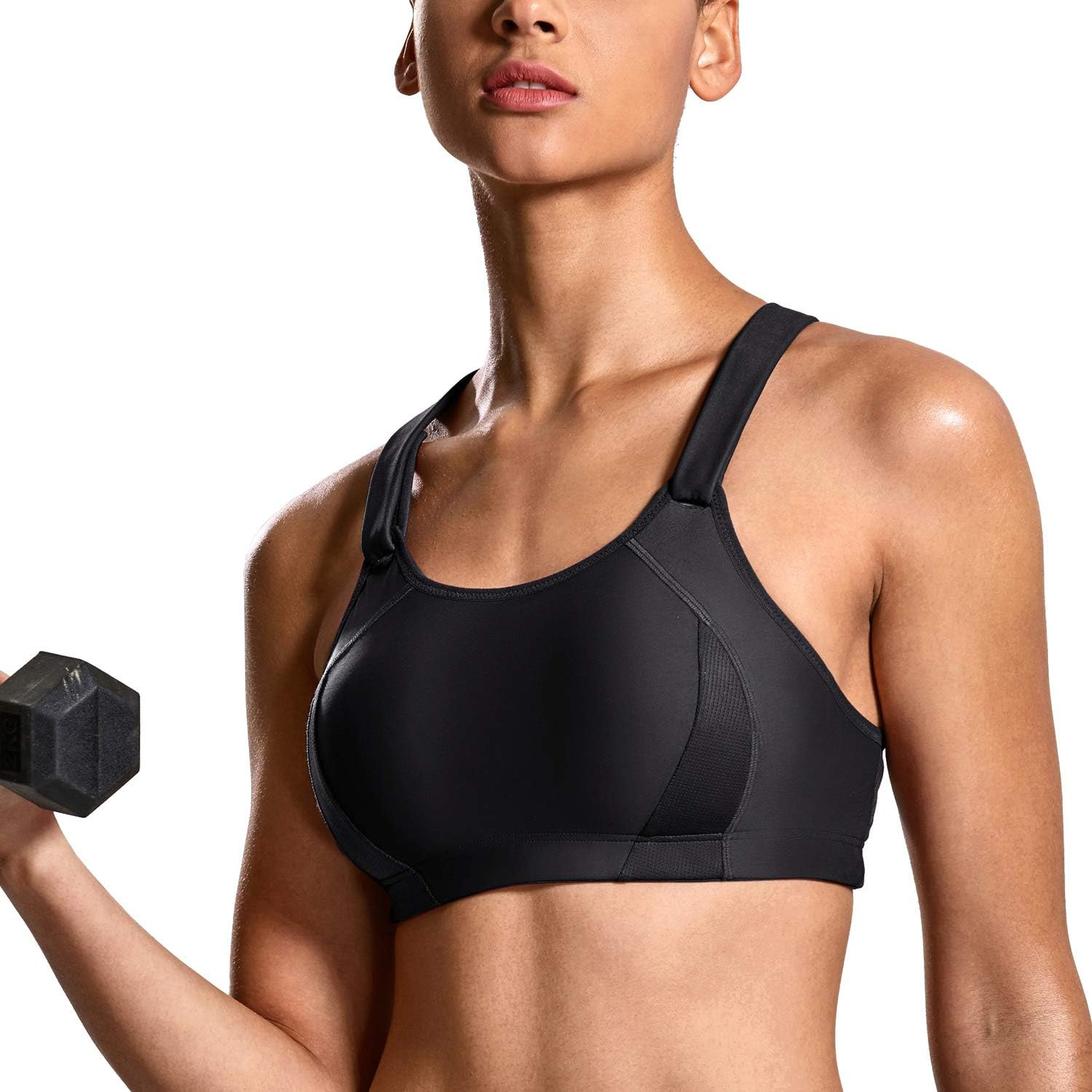 SYROKAN Women's Front Adjustable Lightly Padded Wirefree Racerback High Impact Sports Bra | Amazon (US)