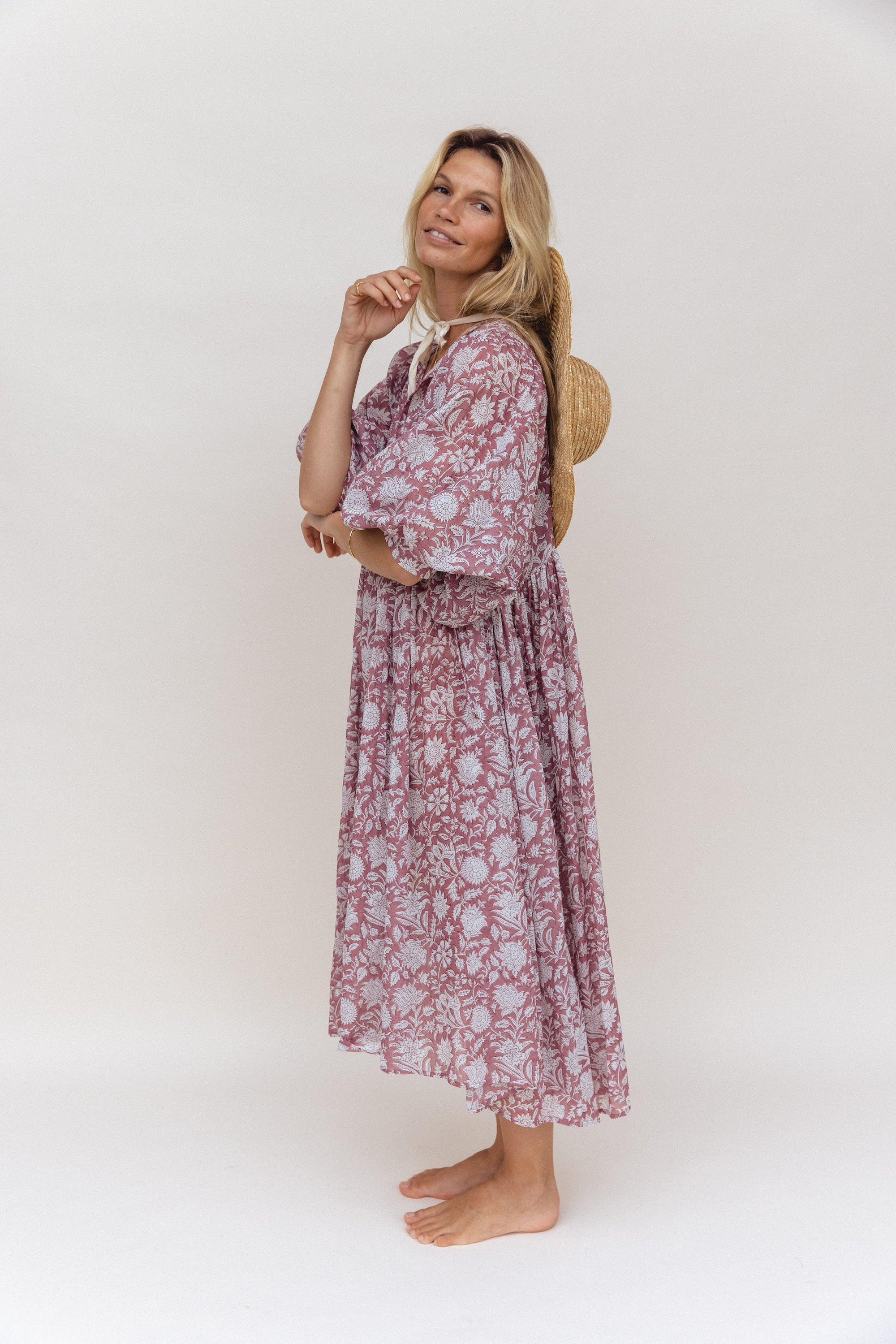 Kyra Midi Dress ~ Musk | Daughters of India