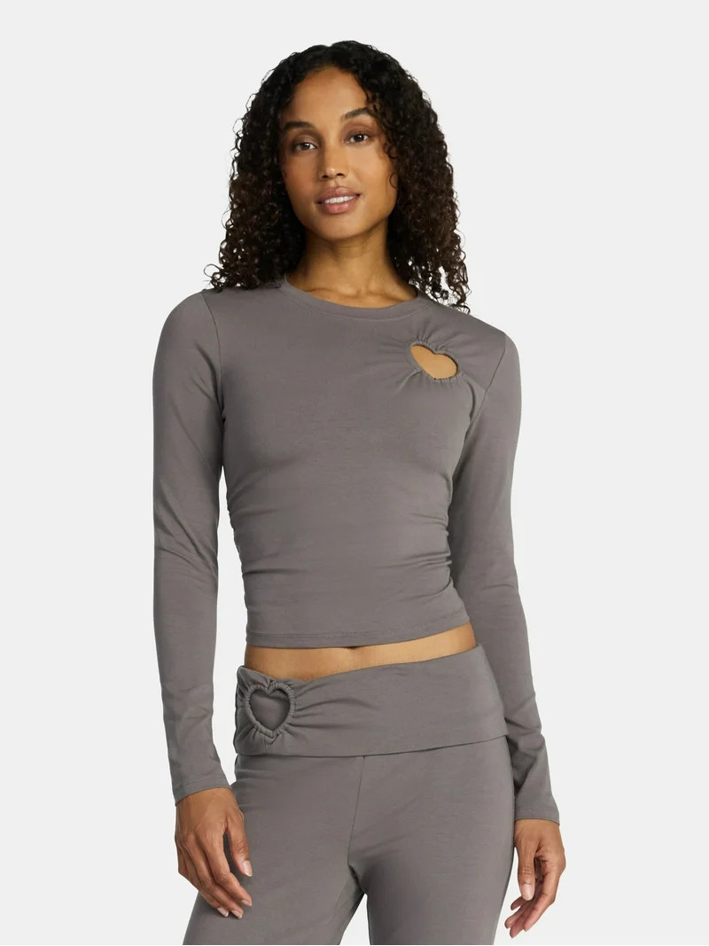 Madden NYC Women’s Heart Top with Long Sleeves, Sizes XXS-XXL | Walmart (US)