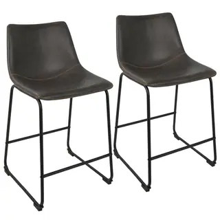 Carbon Loft Richard Faux Leather Counter Stool (Set of 2) (Grey) | Bed Bath & Beyond
