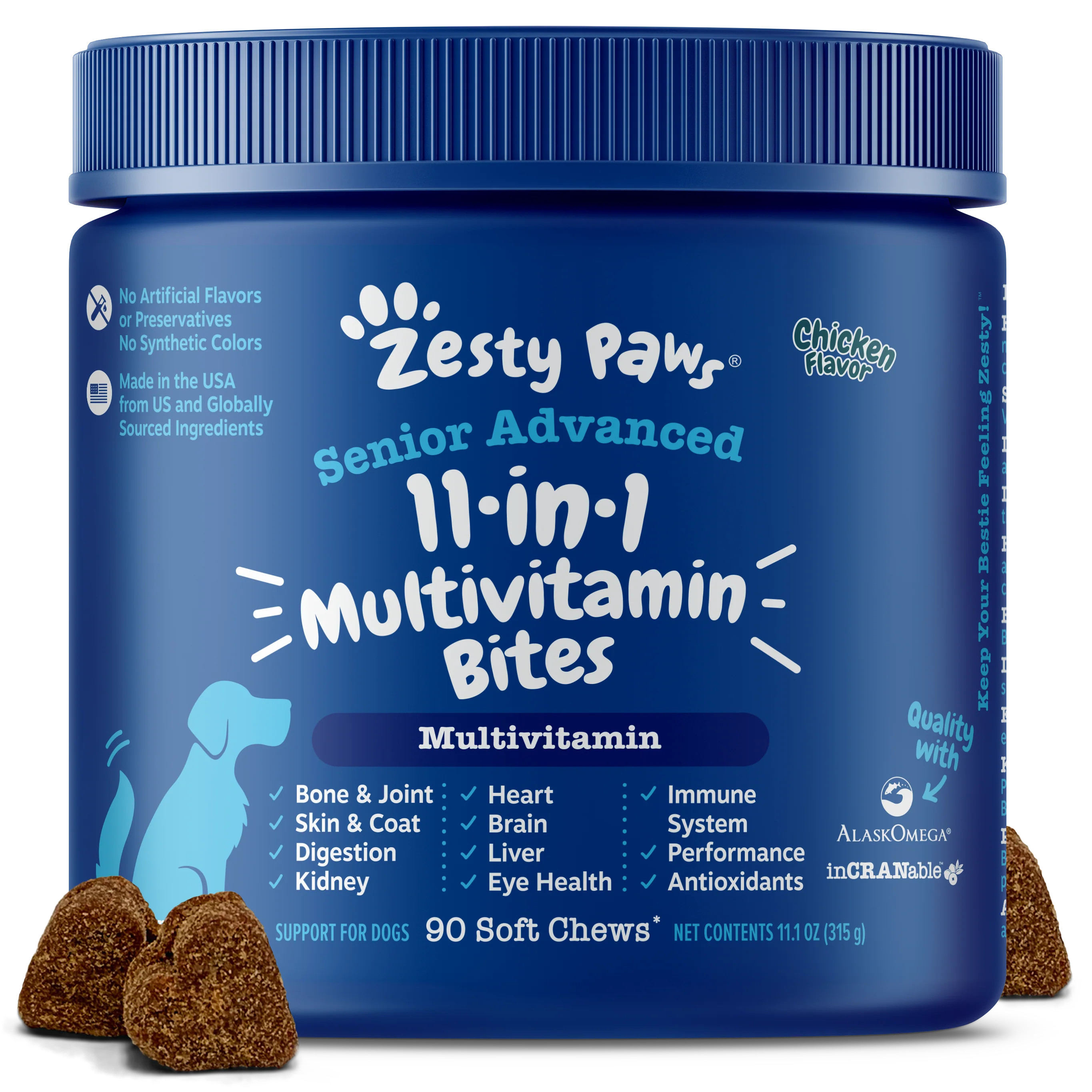 Senior Advanced 11-in-1 Multivitamin Bites for Senior Dogs | Zesty Paws
