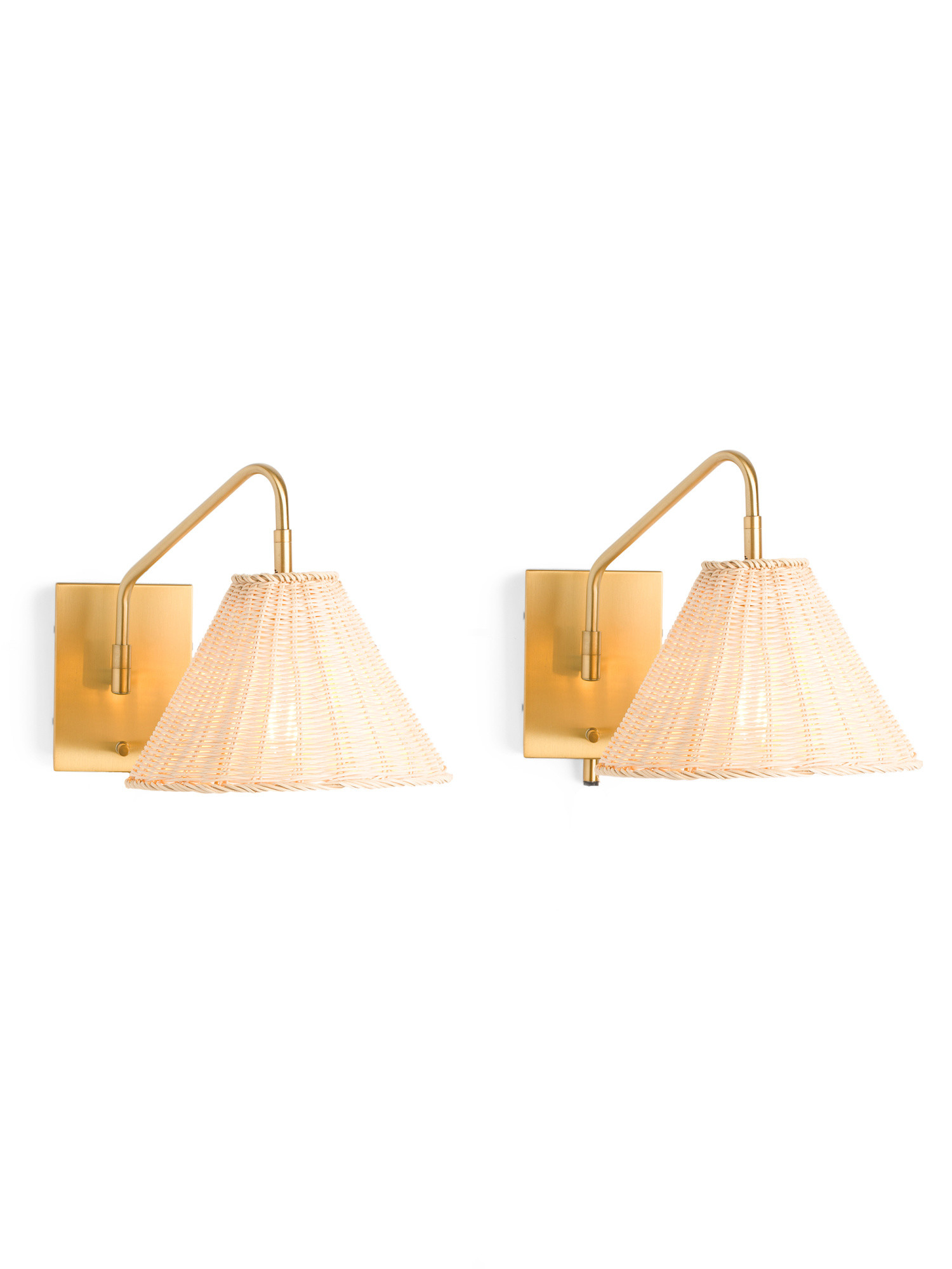 Set Of 2 Plug In Rattan Wall Sconces With Usb Port | TJ Maxx