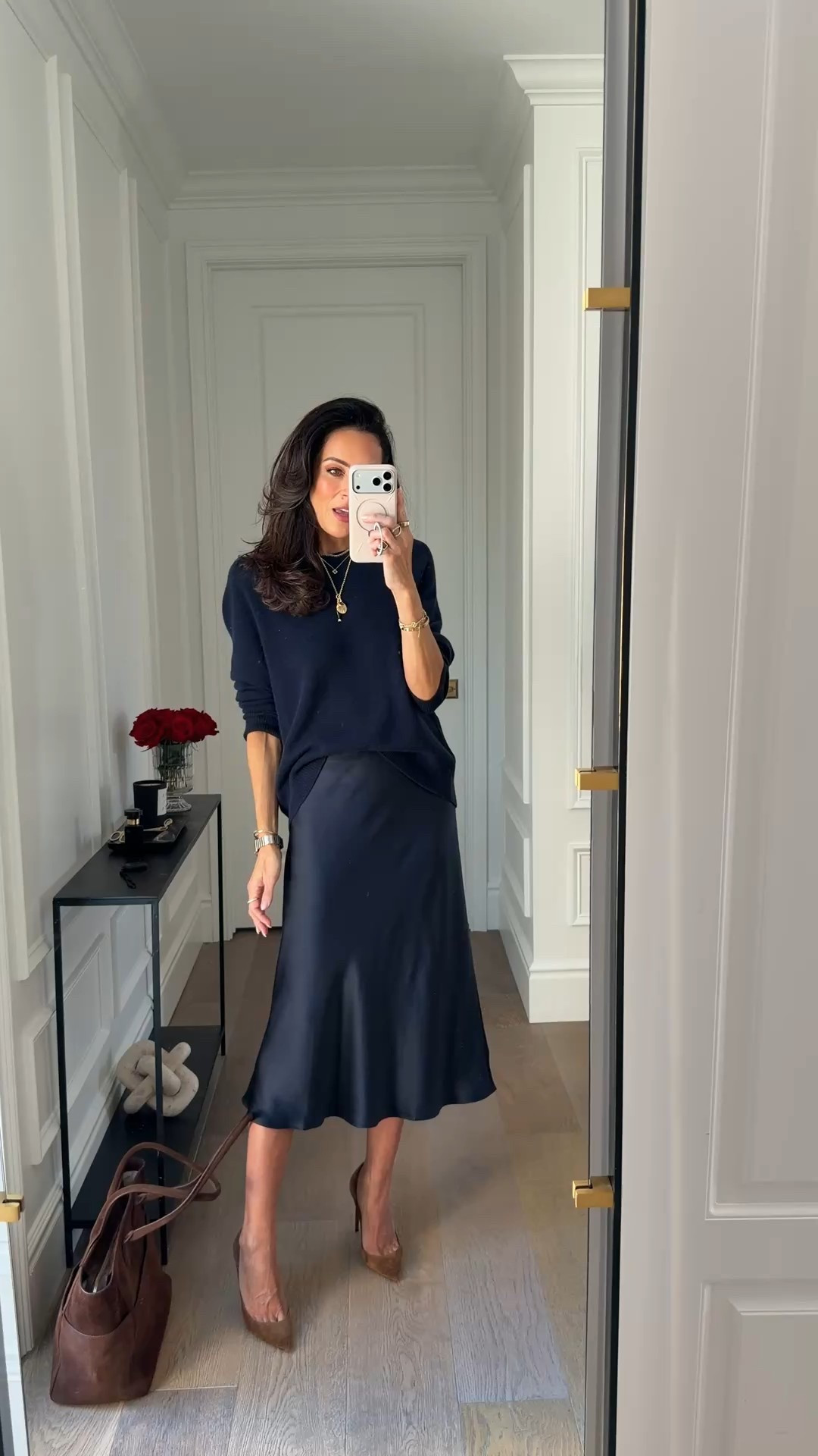 These pieces are under $100! 
Loving navy right now! 
Top small sized up for fit 
Skirt small wish I did XS




Cashmere, quince, navy 

#LTKOver40 #LTKSaleAlert #LTKSeasonal