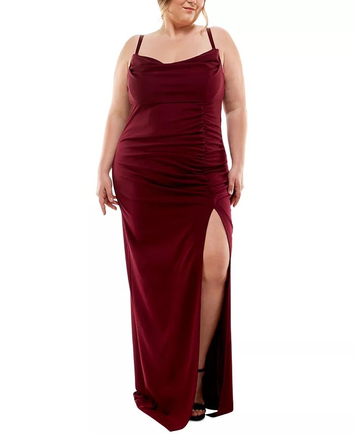 Trendy Plus Size Cowlneck Side-Ruched Maxi Dress, Created for Macy's | Macy's