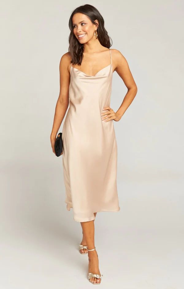 Verona Cowl Dress ~ Rose Gold Luxe Satin | Show Me Your Mumu