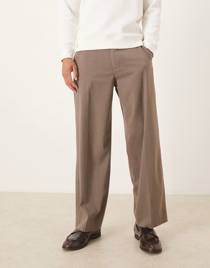 Abercrombie & Fitch smart baggy trouser in brown | ASOS (Global)