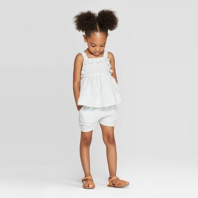 Toddler Girls' Striped Top And Bottom Set - art class™ Mint | Target