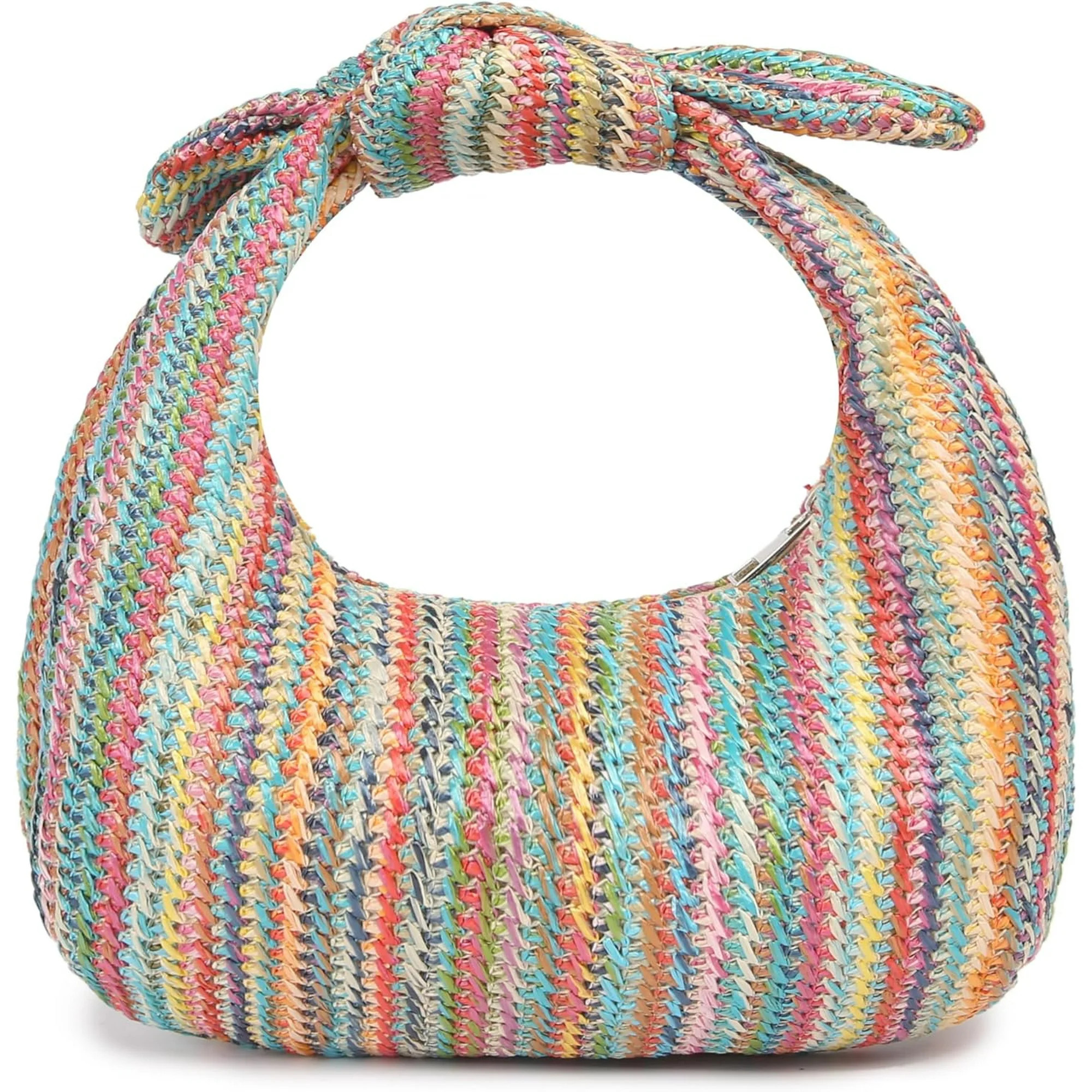 Knotted Straw Clutch Purse Bow Summer Beach Bag Dumpling Evening Handbag | Walmart (US)