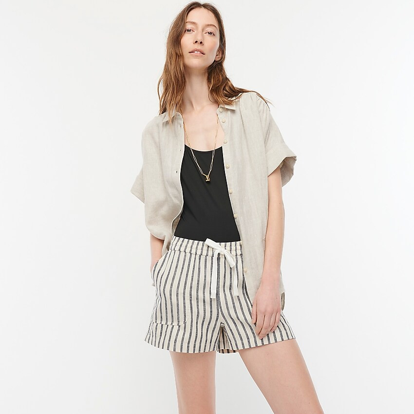 Cotton-linen seaside short in stripe | J. Crew US