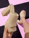 Women Chunky Heels Peep Toe Mules Apricot Skin Color Breathable Slip-On Sexy Party Waterproof Pla... | SHEIN