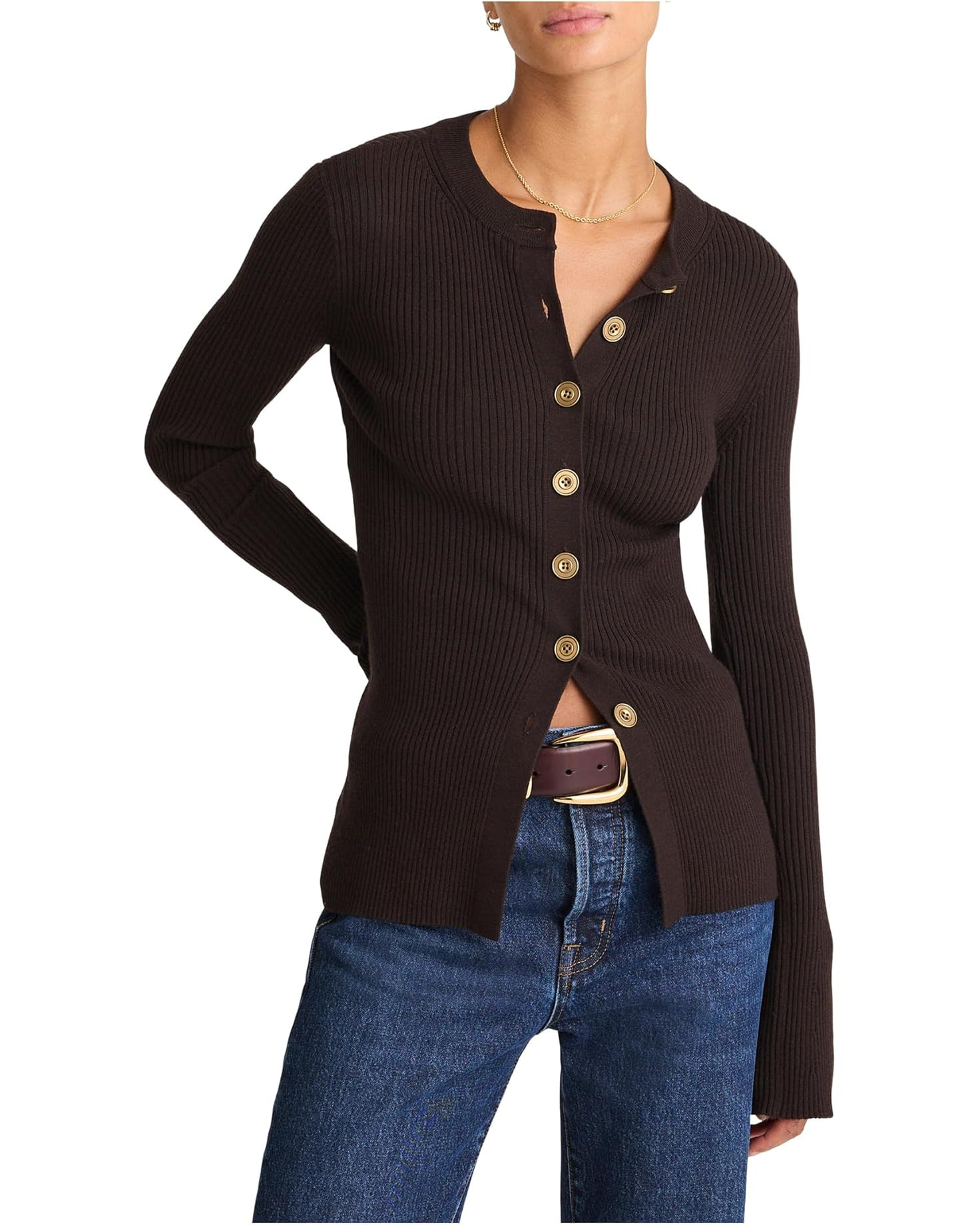 Merino Stretch Button Longline Aria Jack | Zappos