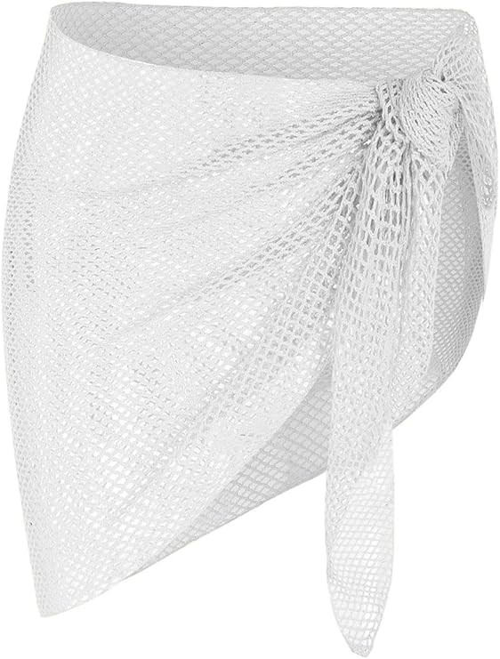 ZAFUL Sarong Coverups for Women Beach Vacation Fishnet See Thru Tie Side Bathing Suit Cover Up Mi... | Amazon (US)