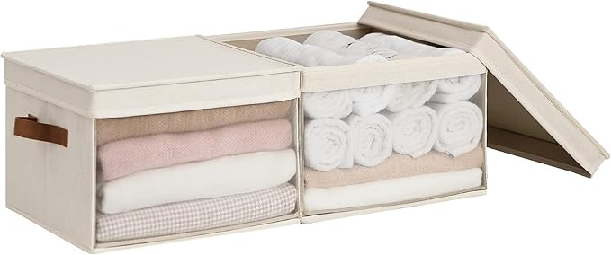 StorageWorks Storage Bins with Lids and Clear Window, Storage Basket for Shelves, Fabric Closet C... | Amazon (CA)